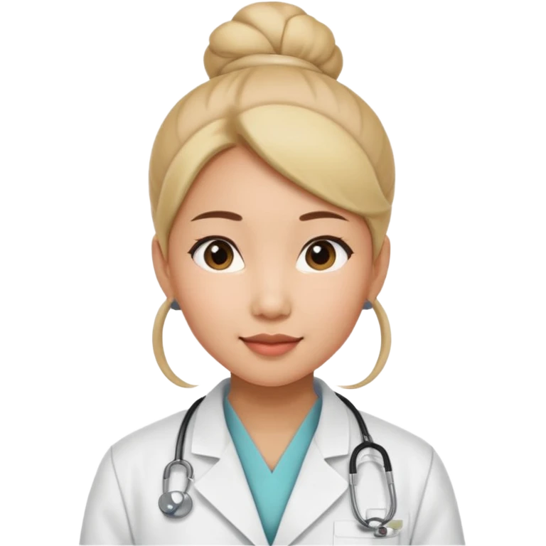 emoji of an asian woman with a bun who is a guru in the lab emoji