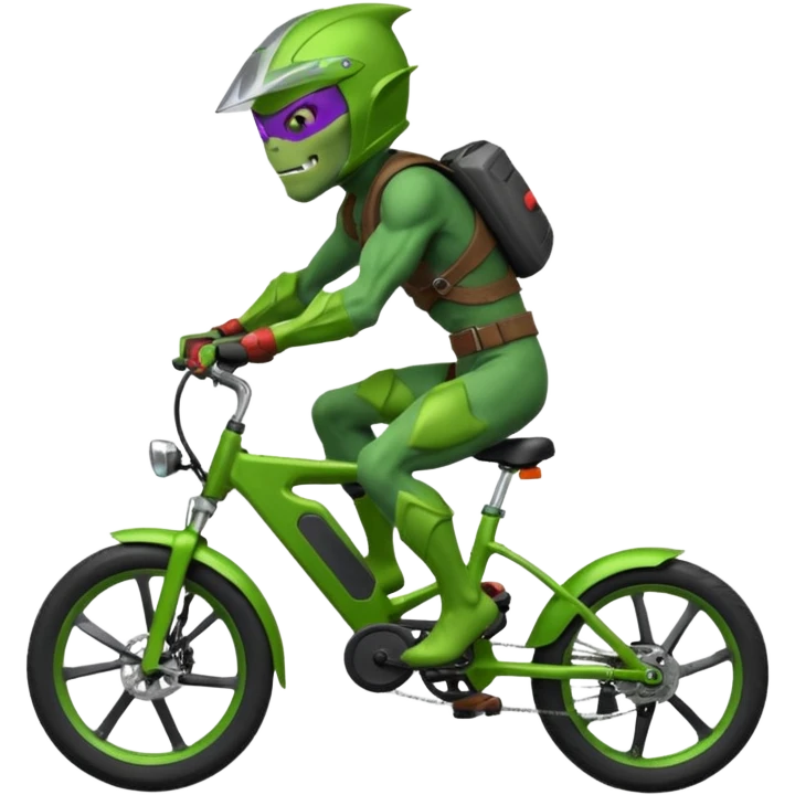 A green goblin on a Surron e bike emoji