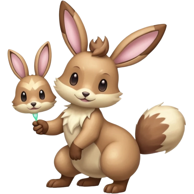 Pastel Shiny Colorful Lopunny-Buneary-Eevee-Furret-Linoone-fusion (full body) emoji