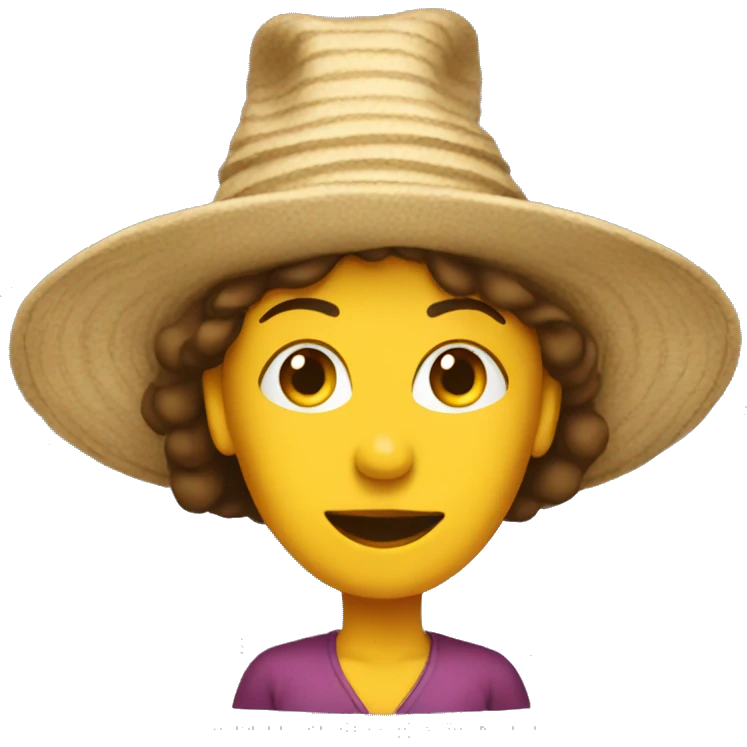 A woman with huge hat emoji
