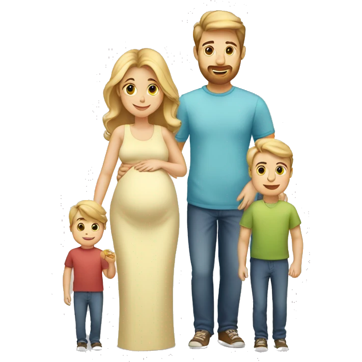 Family;blonde-dad,brown-haired-pregnant-mother, blond-haired-baby-boy emoji