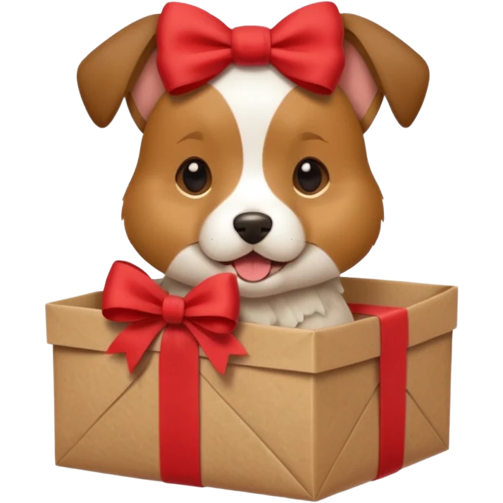 Dog in wrapped paper new yaer emoji