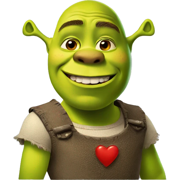 shrek shows a heart emoji