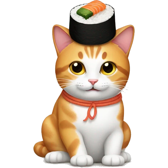 cat wearing sushi as a hat emoji