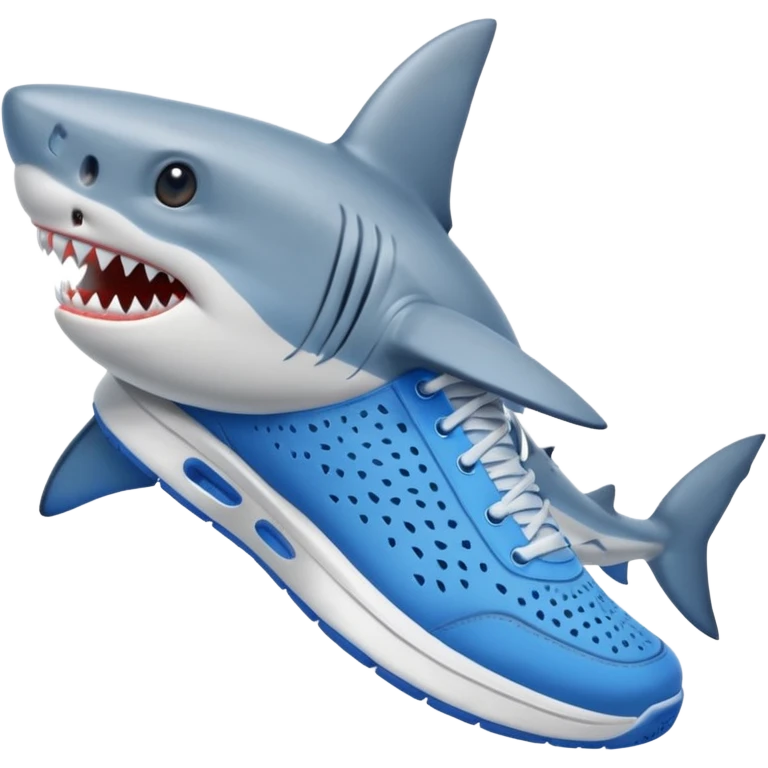 A shark with 2 tenis shoes blues emoji