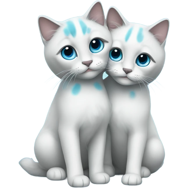 blue ragdoll on right, cyan ragdoll on left, they hug. emoji