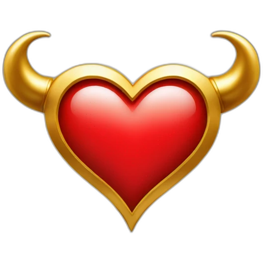 Red heart frame with gold horns emoji