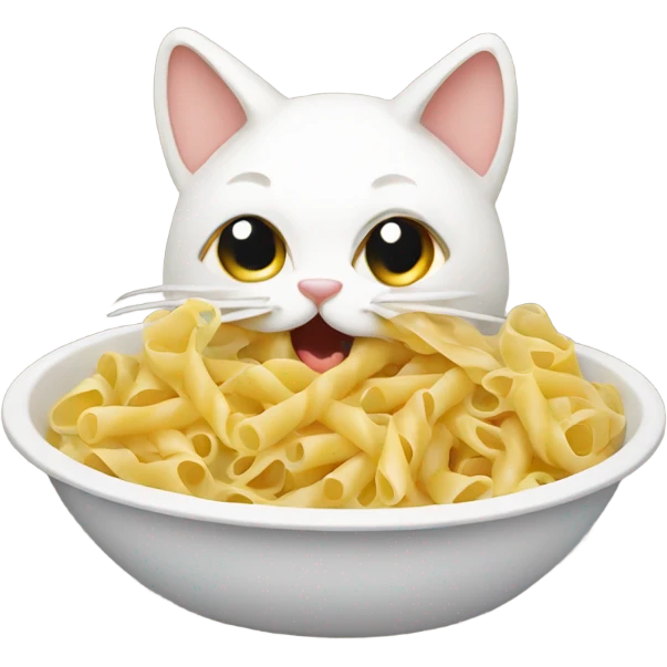 Cat eating pasta emoji
