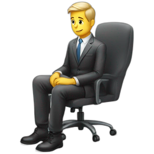 White bussinesman sitting on chair and thinking  emoji