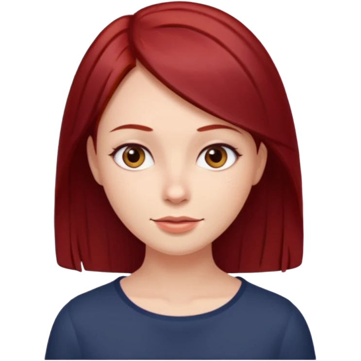 woman with straight dark red hair thin face cute emoji