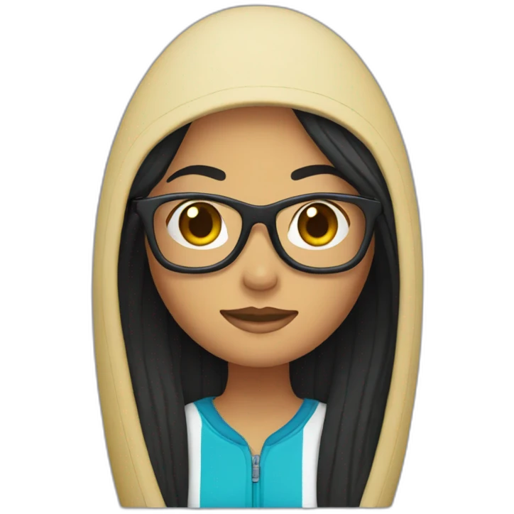 woman with glasses and long black hair and surfboard emoji