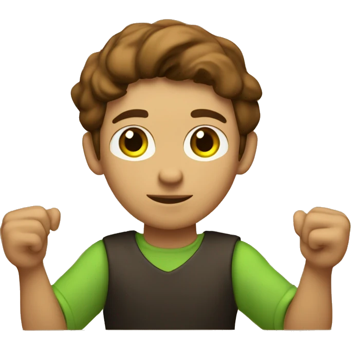 a light-skinned green-eyed man with brown hair sitting in front of the paper scroll  emoji