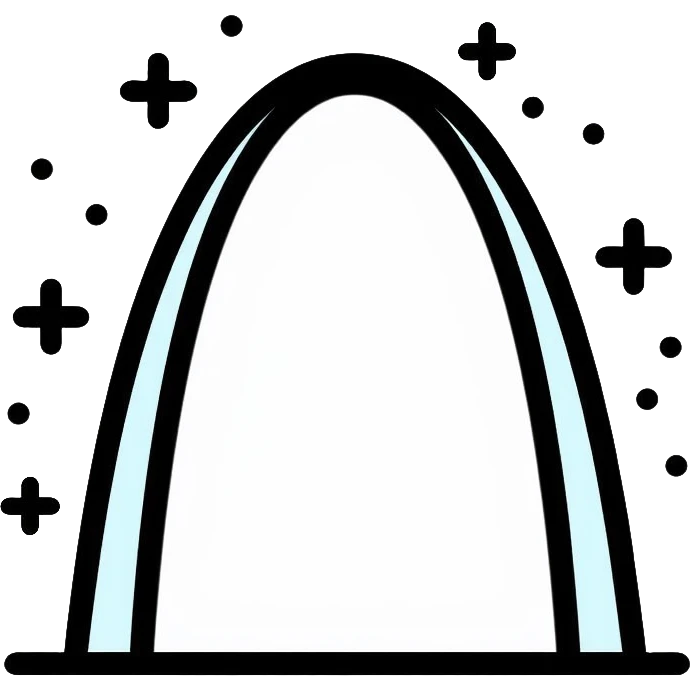 Saint Louis Gateway Arch with snowflakes falling around it emoji