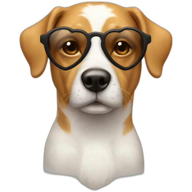 Un chien avec des lunettes de soleil en forme de cœur  emoji