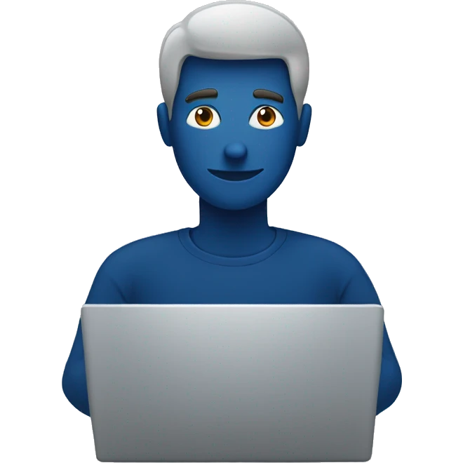 man-behind-laptop-dark blue color emoji