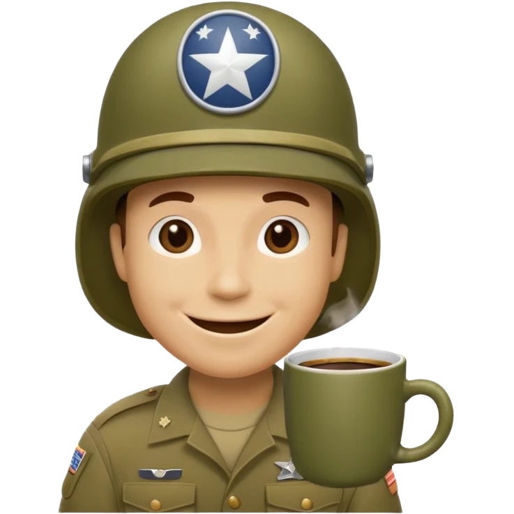 Tassae de cafe anthropomorphe style soldat americain ww2 emoji