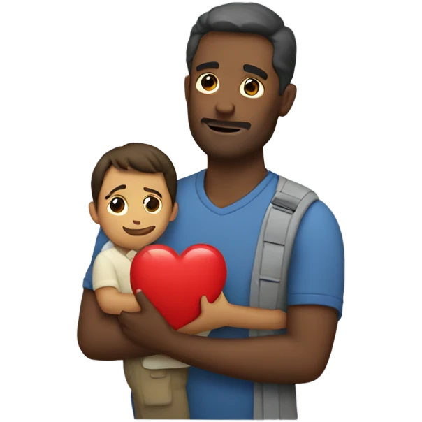 Father holds his heart in his arm emoji