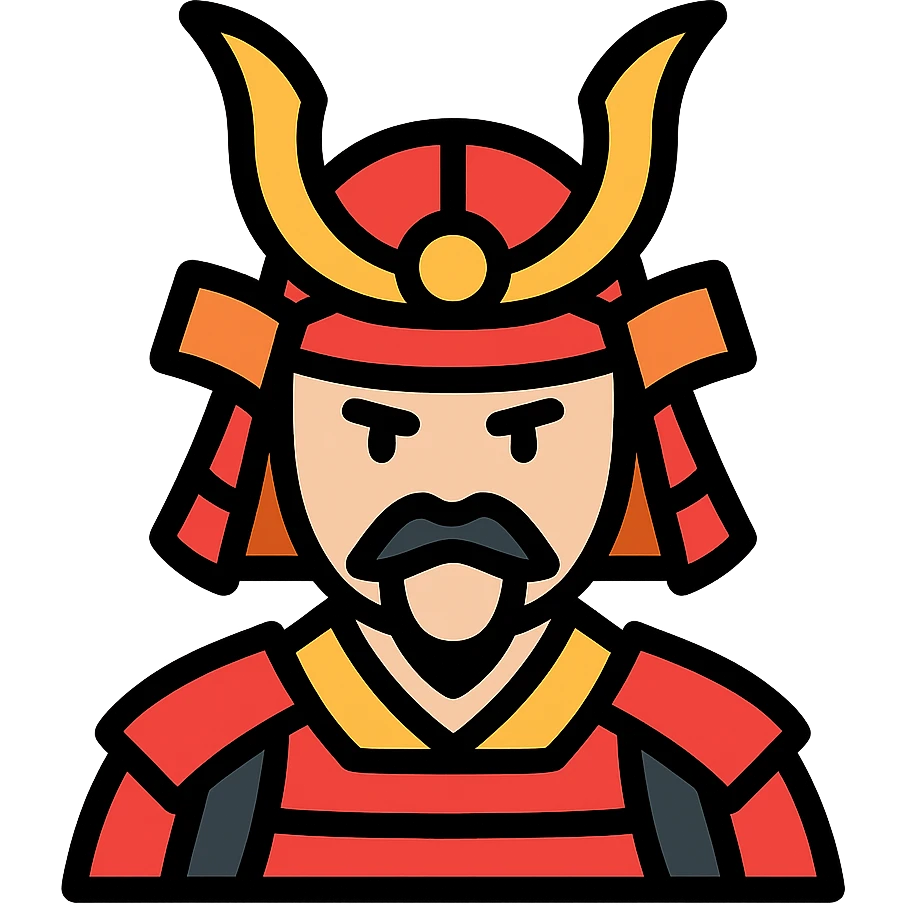 color outline icon of a Japanese samurai warrior emoji