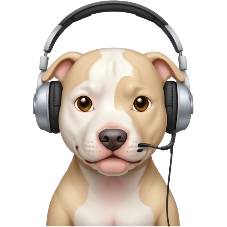 white pitbull with headphones emoji