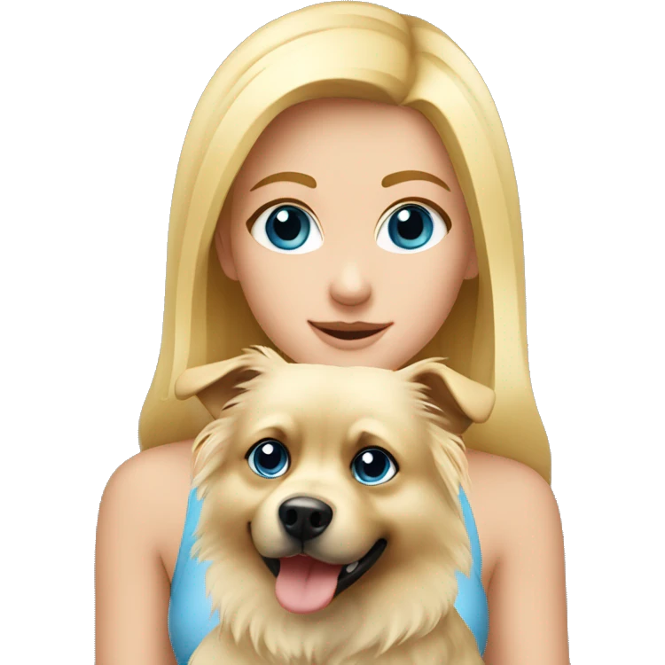 Blonde girl blue eyes holding spitz emoji