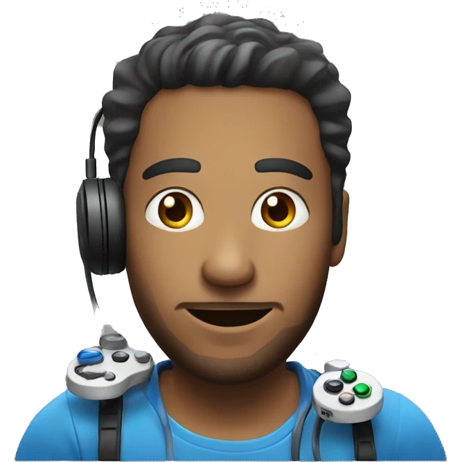 a man playing with a gaming gamepad emoji