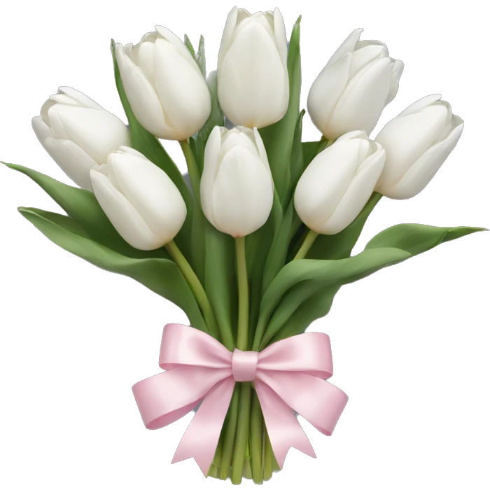 White tulips bouquet with light pink bow  emoji