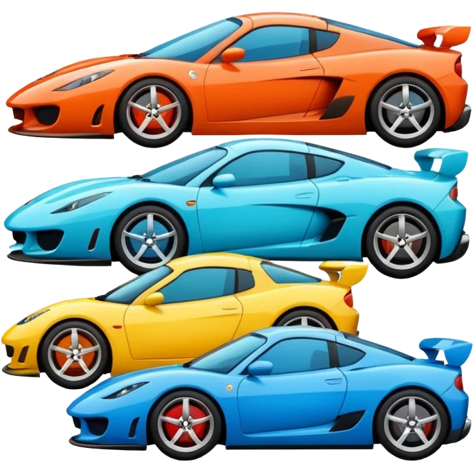 Make an 100 sports cars emoji