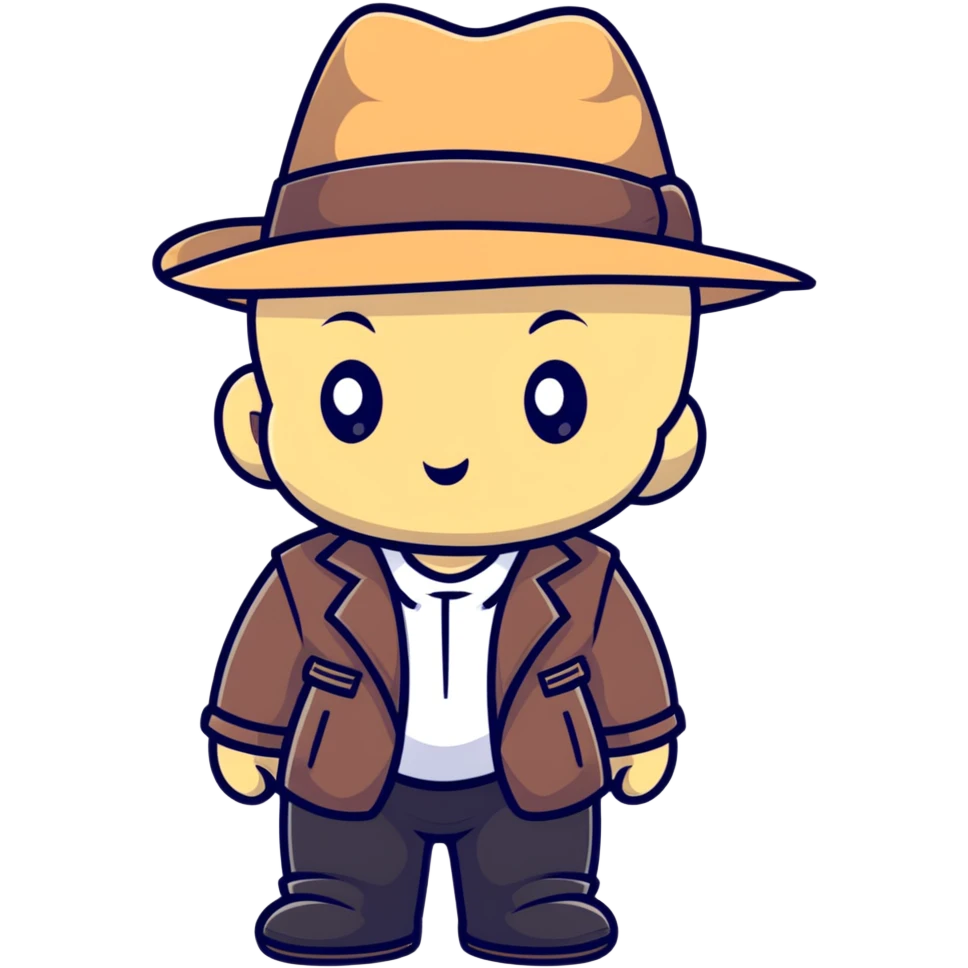cute baby mafia character with oversized fedora hat emoji