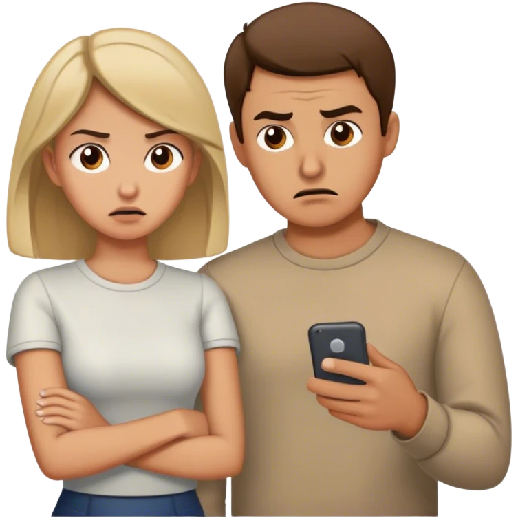 Guy whos girlfriend is messaging and trying to start an argument emoji