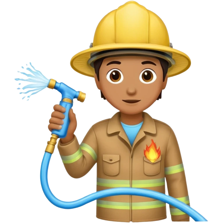 A hand holding a water hose and extinguishing the fire, no fireman emoji