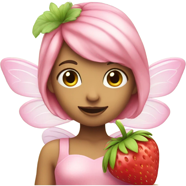 pink fairy holding strawberry emoji