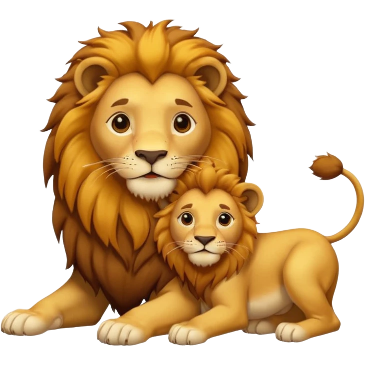 A lion with his cub. emoji
