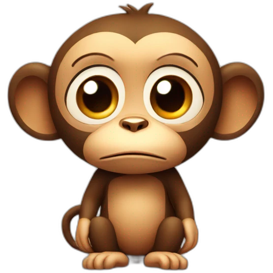 Pretty Little monkey very sad, cartoon 3D emoji