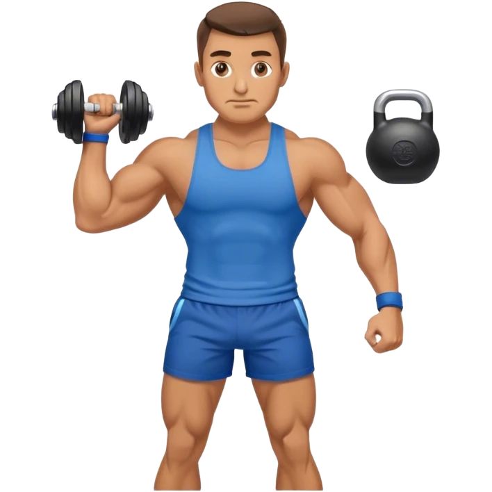 jacked man with blue shorts holding kettlebell emoji