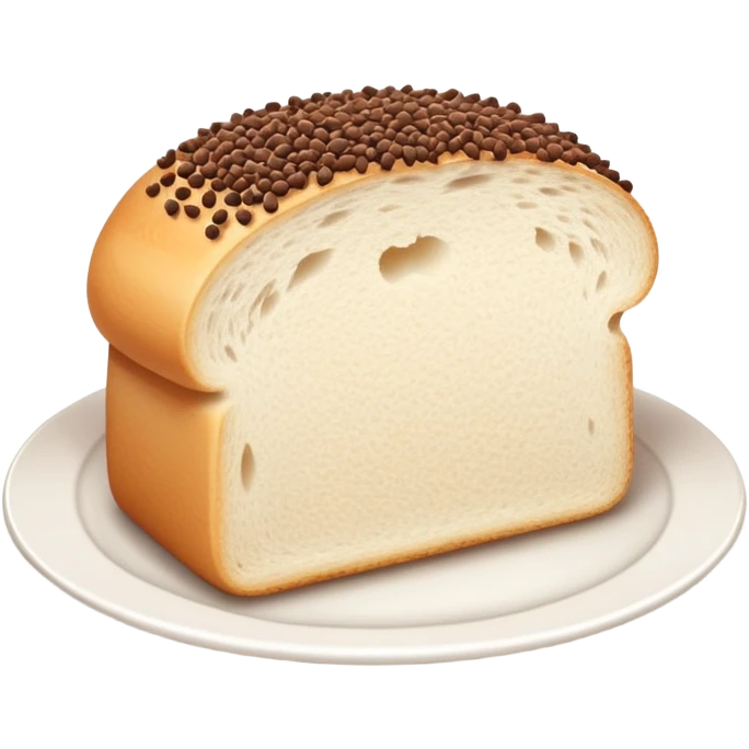 Slice of white bread on a white plate with chocolate sprinkles on top emoji