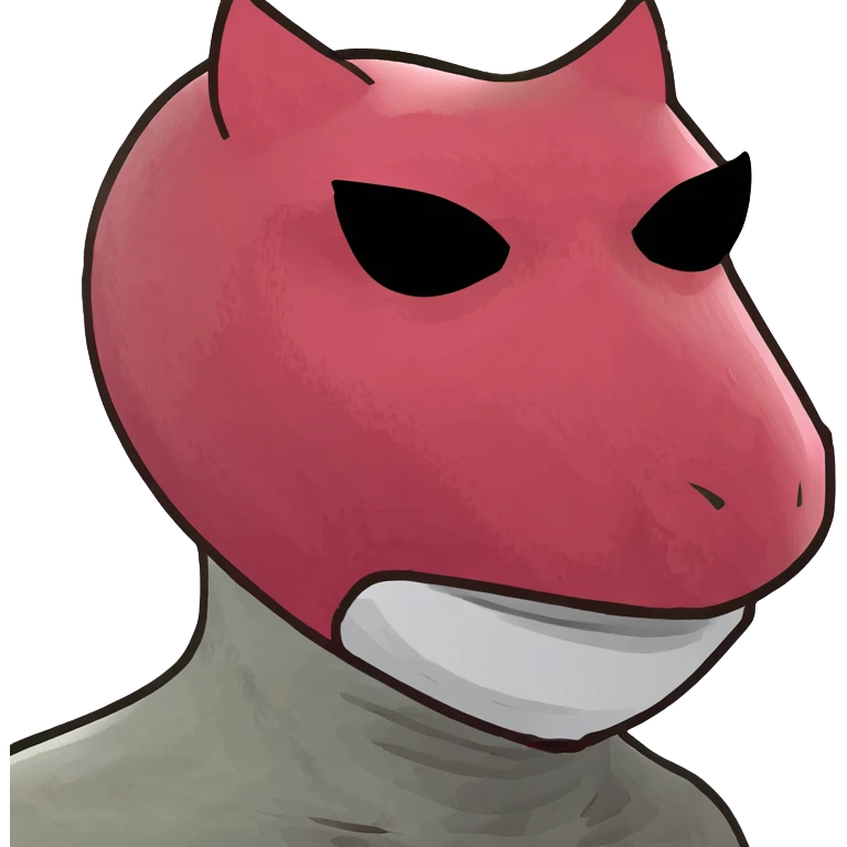 Squid Game pink guard mask with triangle shape on face, 3D style, detailed emoji