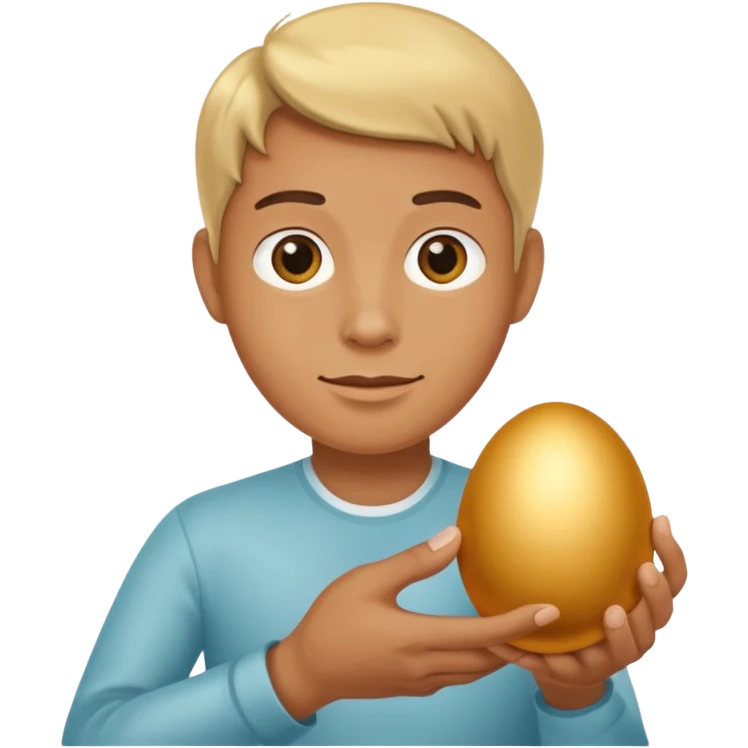 Possessively holding a golden egg emoji