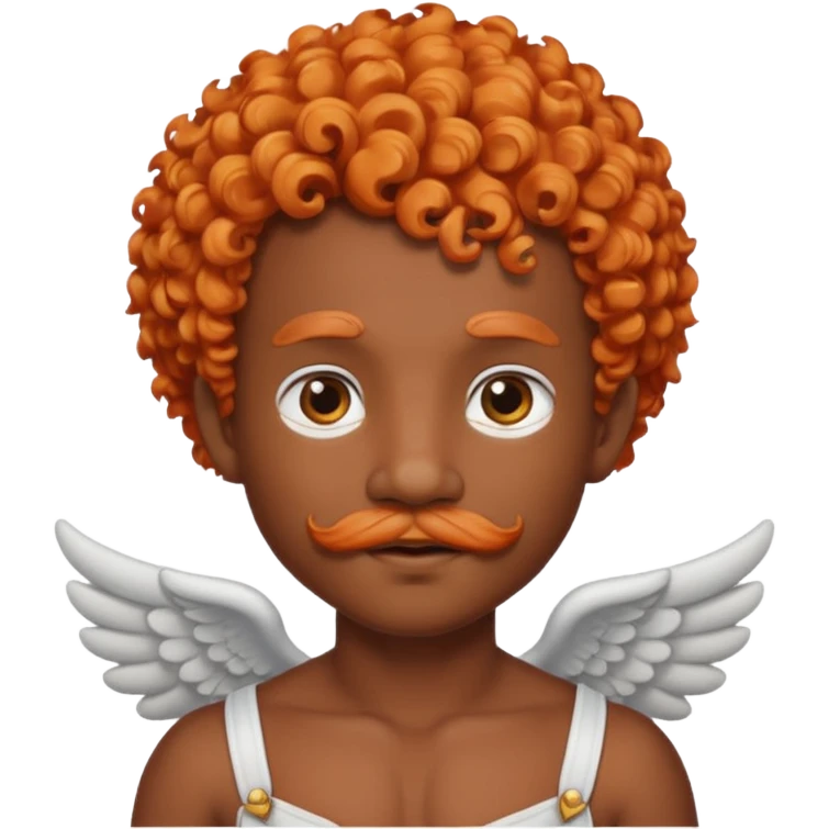 Black cupid with orange hair and mustache emoji