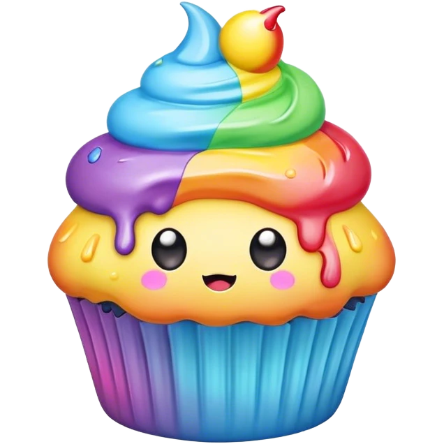 melted rainbow kawaii cupcake emoji