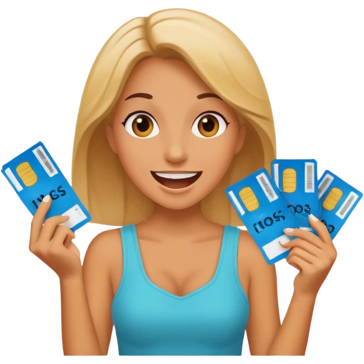 excited woman holding tickets emoji