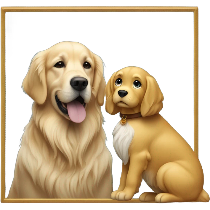 Golden retriever with Jesus emoji