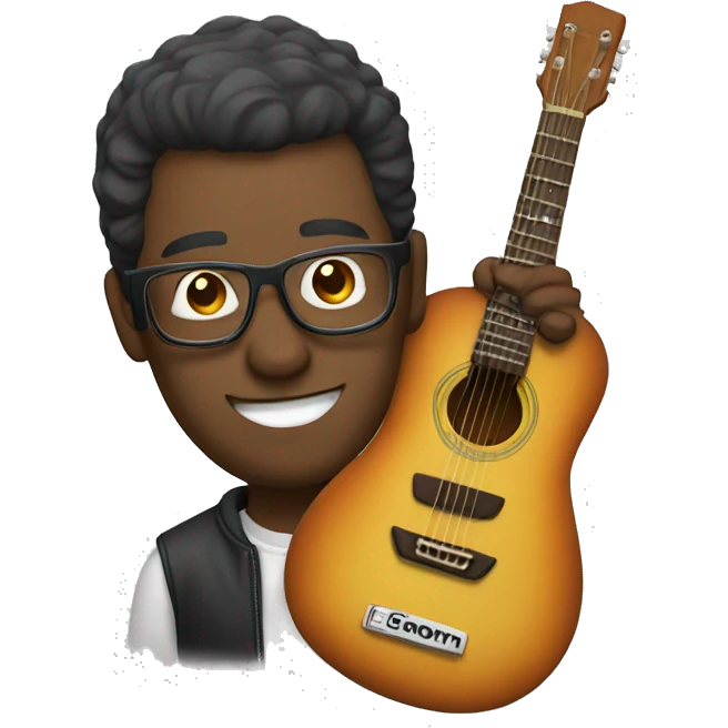 bespectacled man with guitar emoji