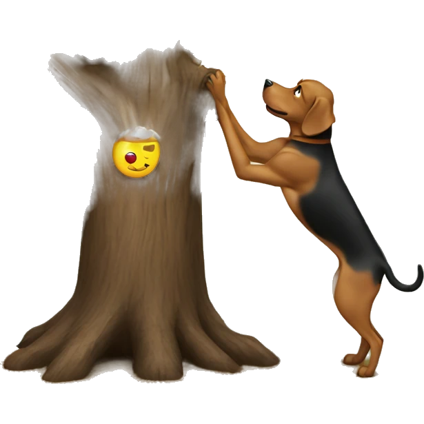 Tree releases sap onto dog.  emoji