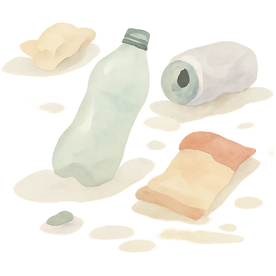 trash on the floor, watercolor art style emoji