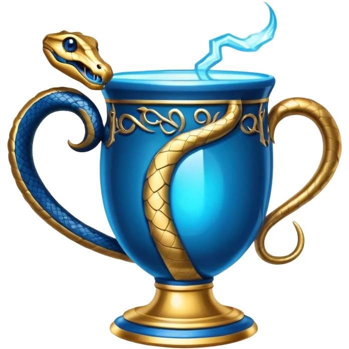 Triwizard Cup from Harry Potter with detailed snake-shaped handles, glowing blue emoji