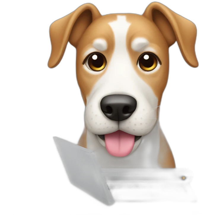 Dog using computer emoji