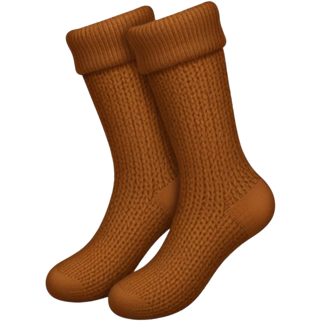Two brown knitted cozy socks emoji