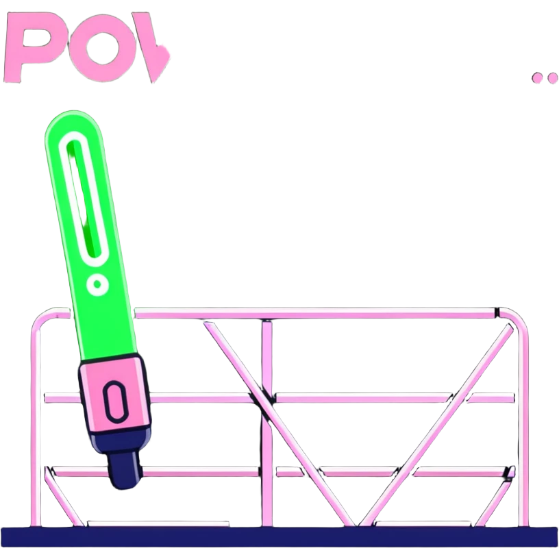 green and pink K-Pop lightstick with 'POWERLINE' text, surrounded by cheering fans and stage lights, energetic concert scene emoji