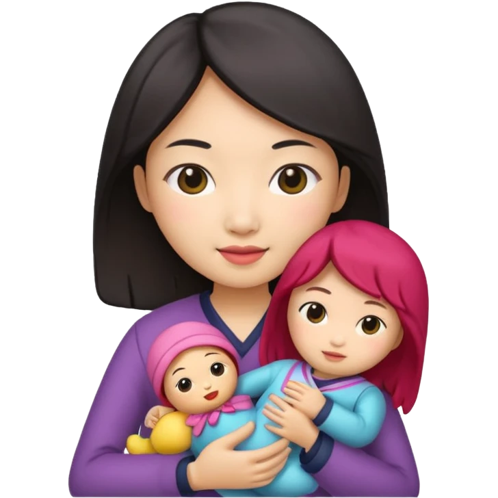 asian woman holding  doll emoji