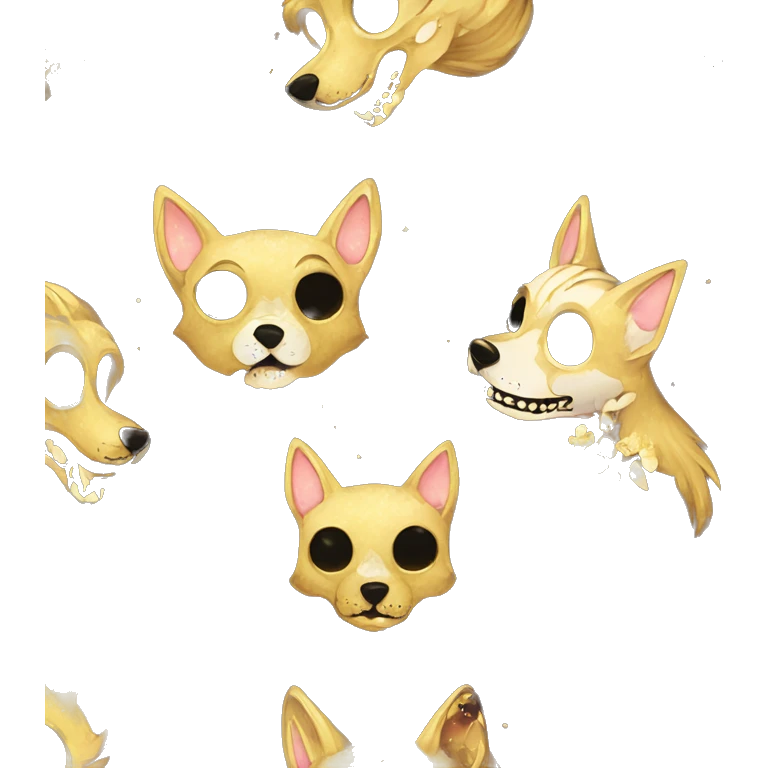 Black iridescent dog fox zombie skeleton gold mechanical nebula galaxy stars flowers fairy lights vintage emoji